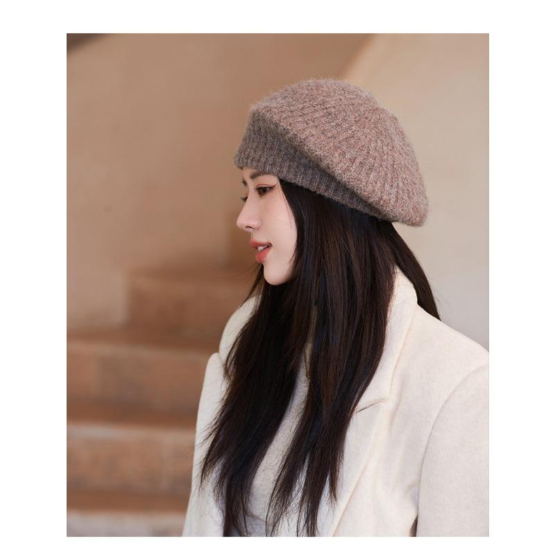 Autumn and Winter Hats, Children's Knitted Warm Woolen Hats, Solid Color Berets
