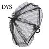 Fashionable Daily Travel Parasol Vintage Gothic Lace Umbrella, Black Bridal for Halloween Elegant Hollow Embroidery Umbrella Witch Cosplay,