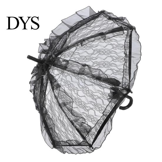 Fashionable Daily Travel Parasol Vintage Gothic Lace Umbrella, Black Bridal for Halloween Elegant Hollow Embroidery Umbrella Witch Cosplay,
