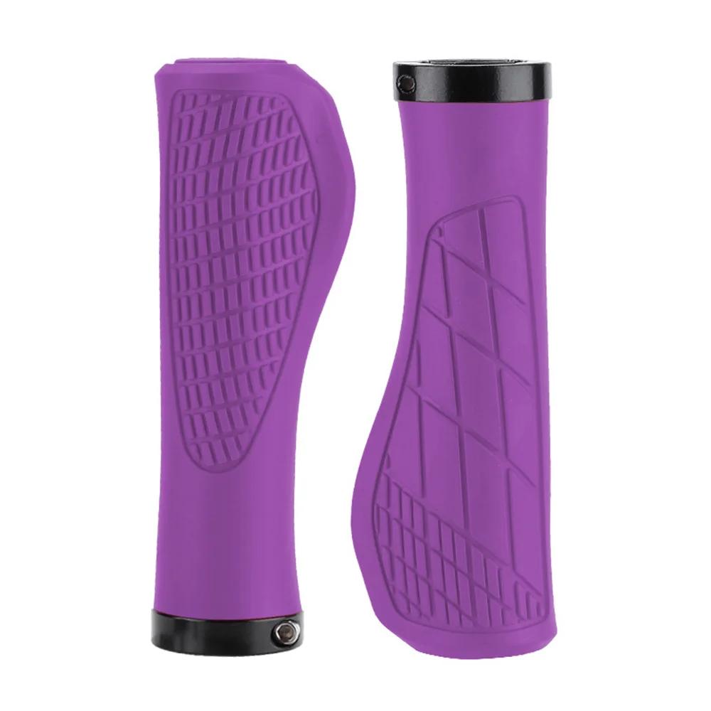 

2PCS/SET Bicycle Grips Shockproof Bike Handlebar Cover Anti-Slip Lockable Grips Ergonomic Cycling Rubber Ball Handle Grips фиолетовый