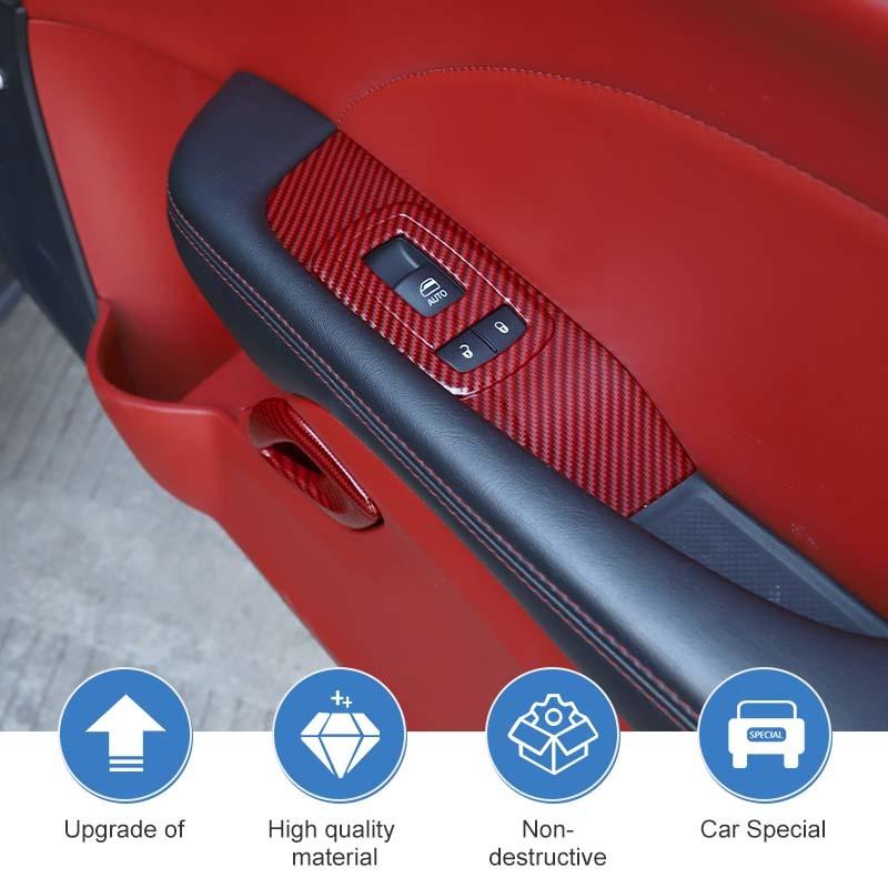 Door Interior Handle Window Lift Panel Decoration Protective Cover For Dodge Challenger 2015 Up Car Interior Accessories