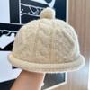 New Autumn and Winter Korean Style Knitted Hat for Women Cute and Fashionable Pullover Hat  Warm Curled Landlord Hat  Woolen Hat