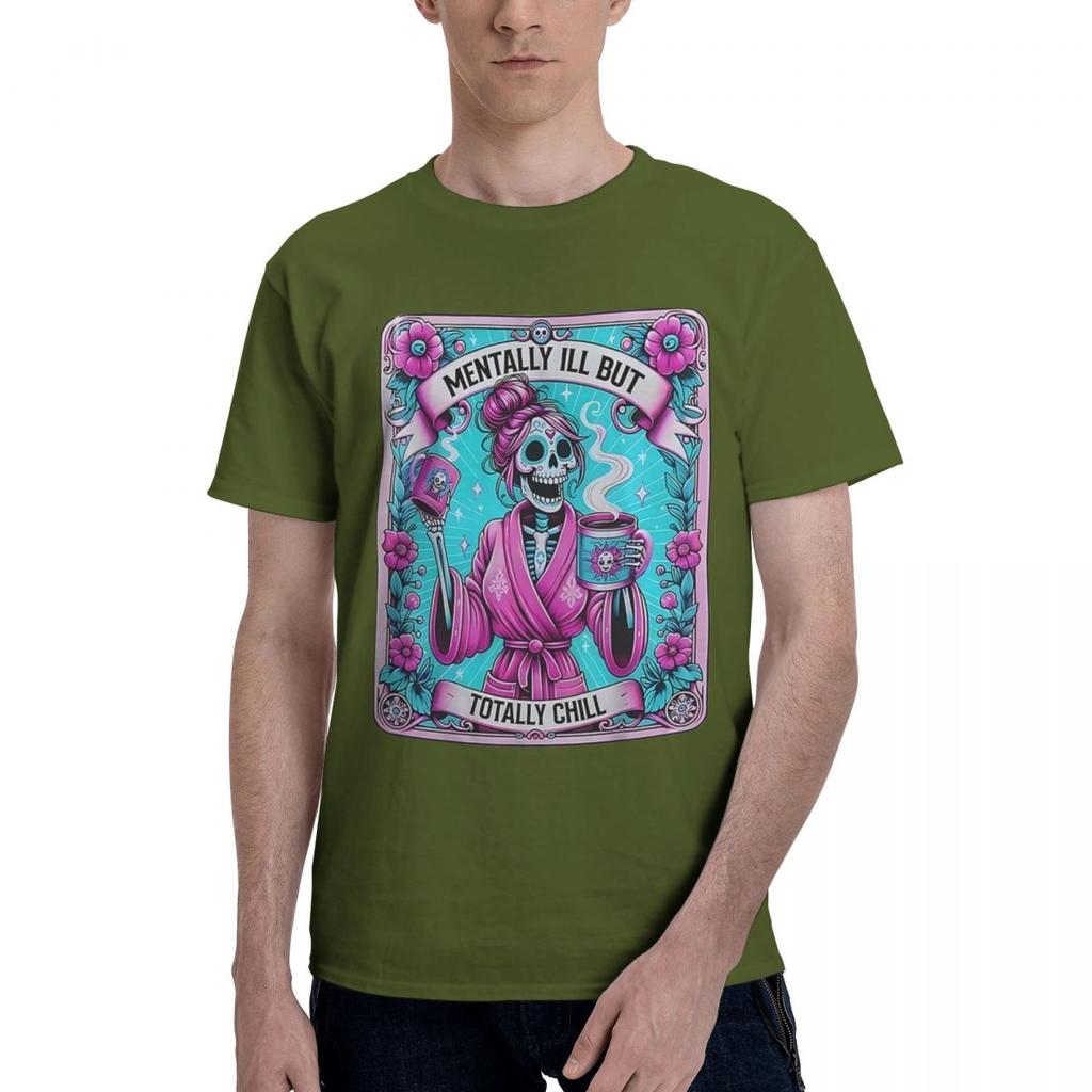 Skelett Kaffee Tarot 100% Baumwolle Lässig Atmungsaktiv Bequem Totoro Lustige Herren T-Shirts T-Shirts Herren