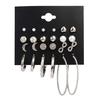 12 Pairs / Set of Bohemian Alloy Heart Moon Earrings Set Women Fashion Jewelry Party Gifts