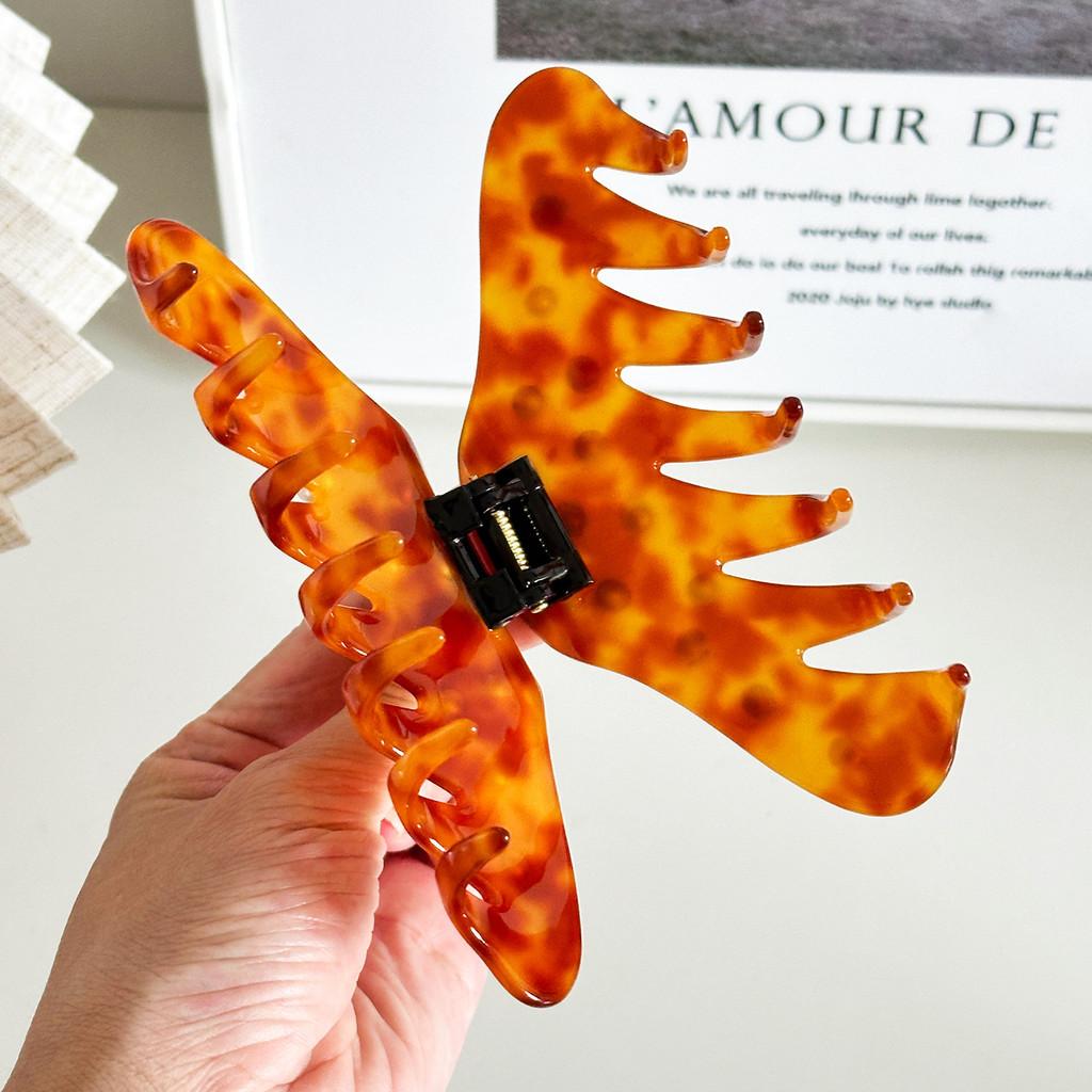 Fashionable Large Acetate Hair Claw With Pearl Accents Versatile For Any Occasion