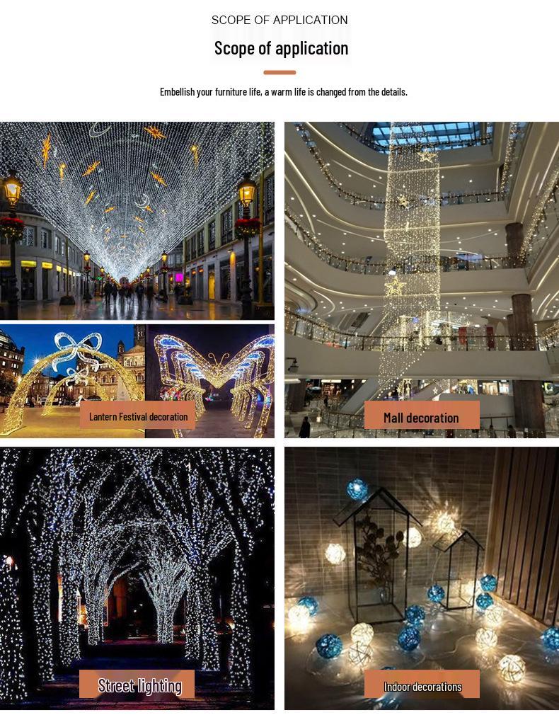 Remote-Controlled Camping String Lights, 8 Functions, 10m, 100 Warm White LEDs, Waterproof Battery Box, Copper Wire