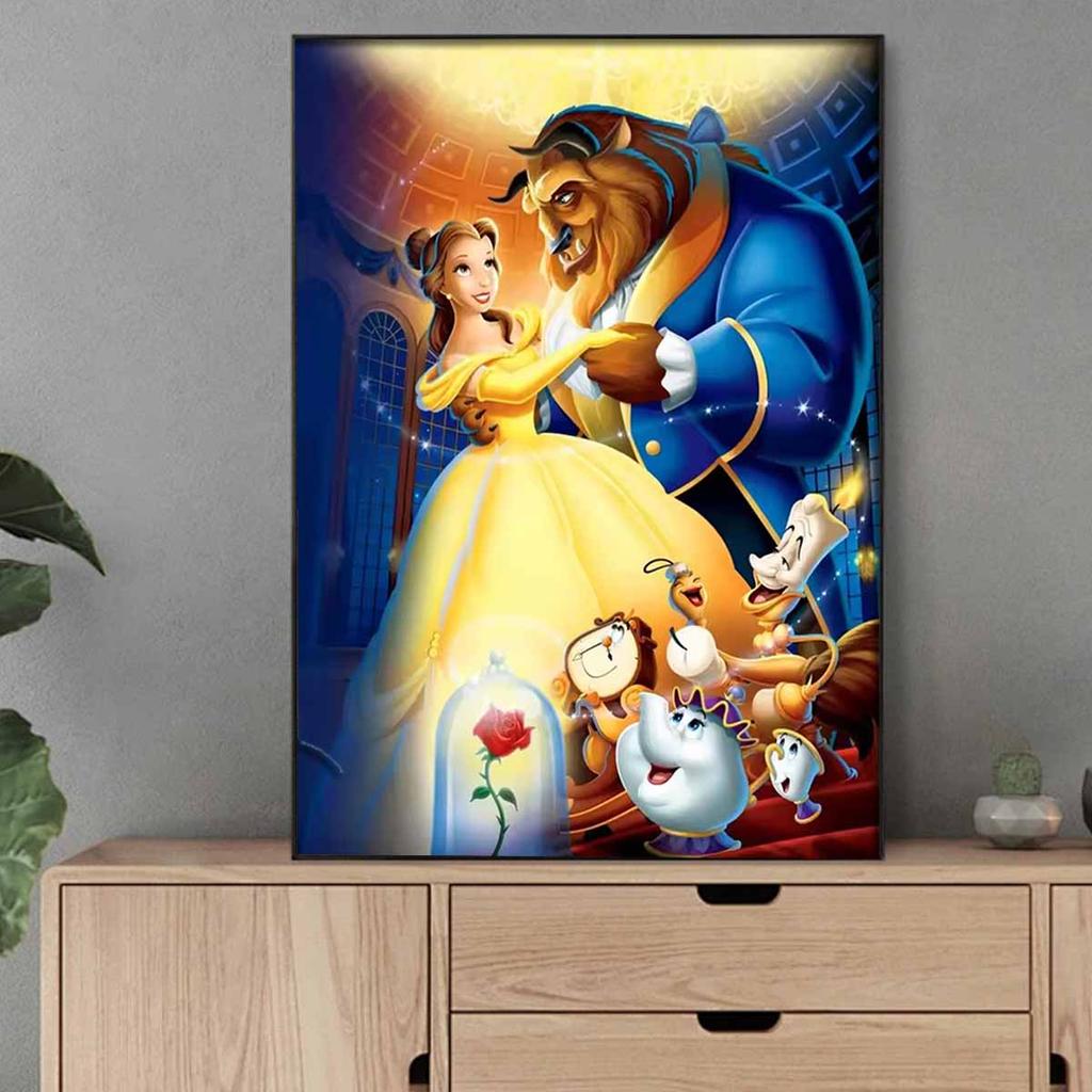 Full Round Diamond Painting Beauty and The Beast Art Rhinestone Picture Mosaic DIY 5D Cross Stitch Embroidery Home Decoration