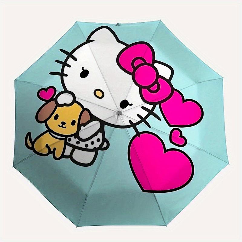 Hello Kitty, Puppy Automatic Open/Close Umbrella-Cute Umbrella with Cute Design, Portable 3-Fold Compact Umbrella for Men & Women, Halloween