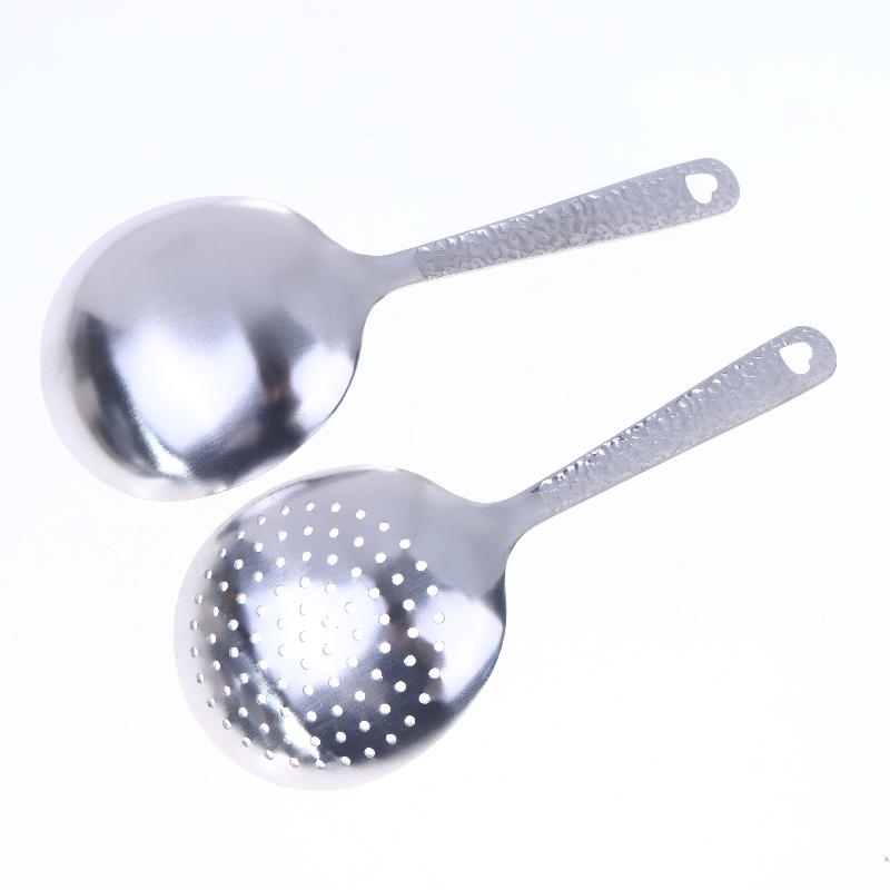 Stainless Steel Short Handle Soup Spoon Leaky Restaurant Shared Vegetable Spoon Household Rice Vermicelli Spoon Flour Spoon