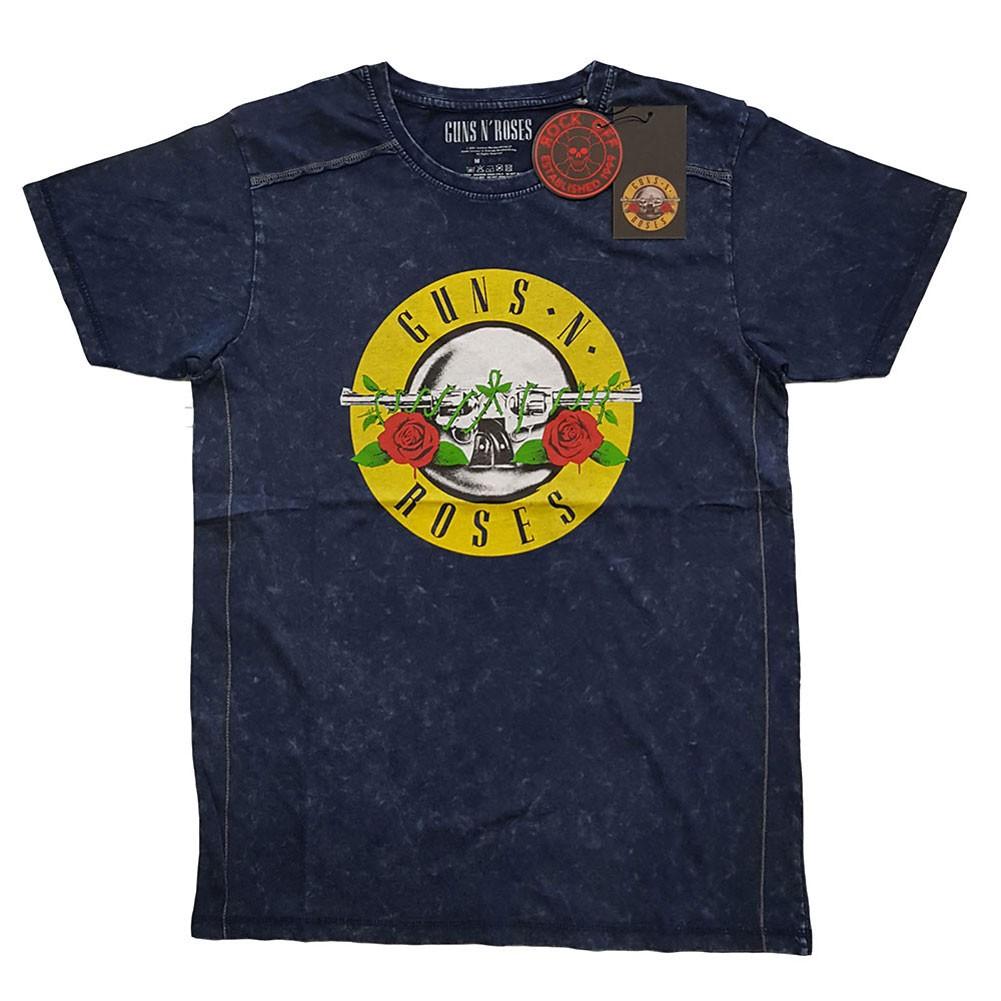Men s Guns N Roses Classic Logo Snow Wash T-Shirt Vintage T-shirt Small Navy M