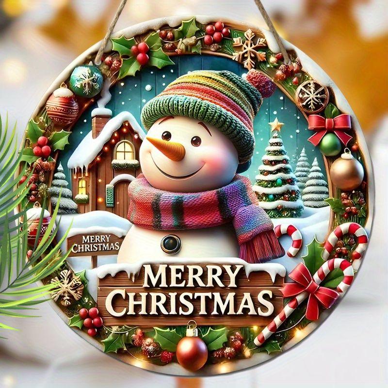Weihnachtsdekorationsschild, hängende Innendekorationen, 2D flache Holzprodukte mit Schneemannmuster, Weihnachtsgeschenke für Freunde und Familie