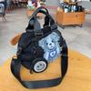 Fashion Bag Women's New Handbag Tote Bag Waterproof Nylon Shoulder Bag Cute Bear Sticker Versatile Messenger Bag with Small Bag