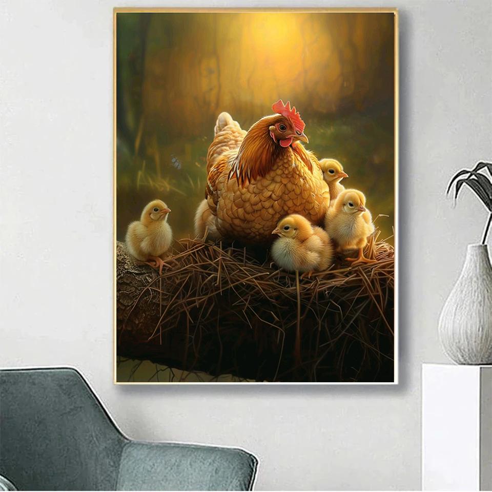 Animal 5DDIYDiamond Mosaic New Product 2024 Hen and Chick Picture Full Round Square Embroidered Home Room Decoration Gift
