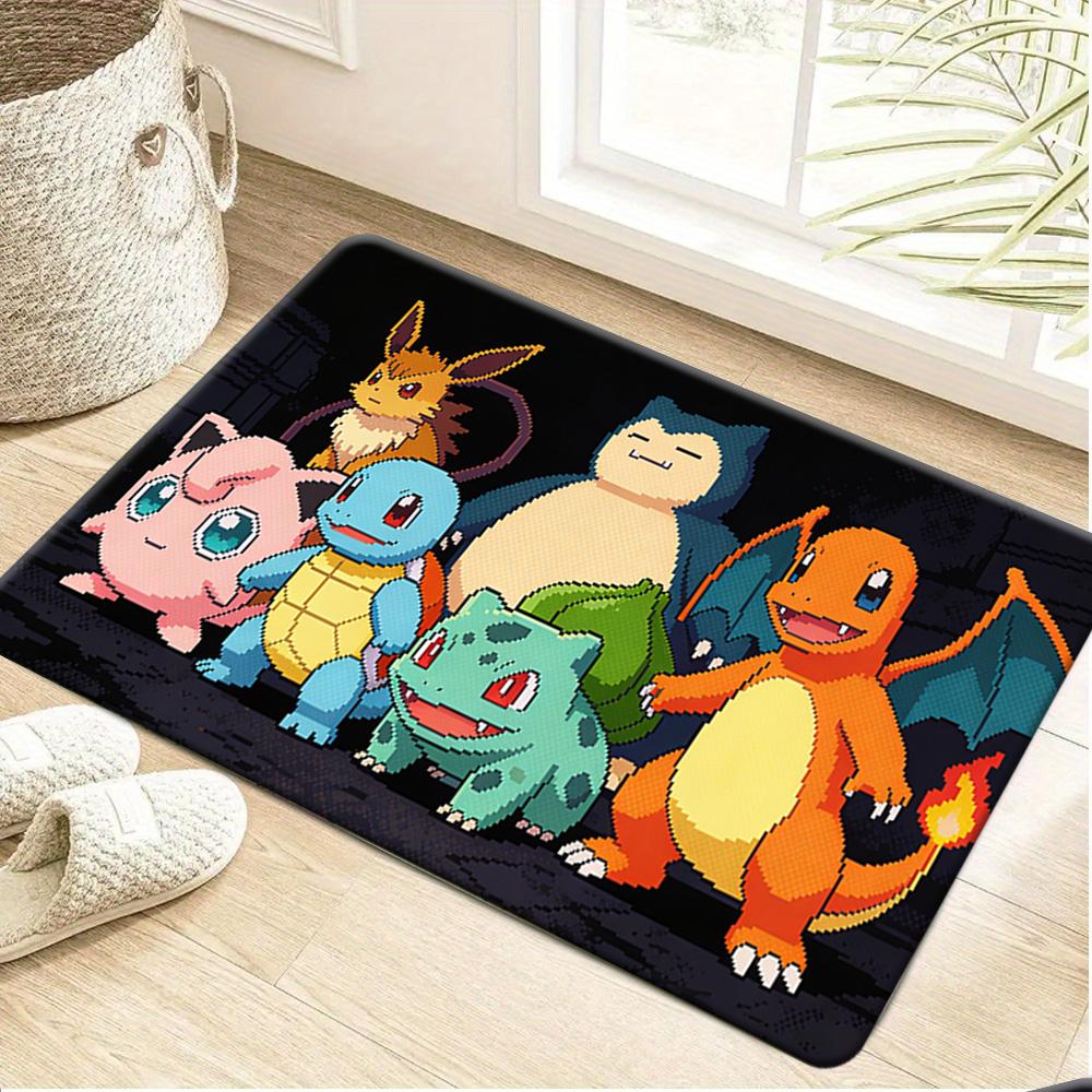 Pokemon Pikachu and Eevee Forest Lake Print Non-slip Doormat, Soft Absorbent Floor Rug for Home Decor