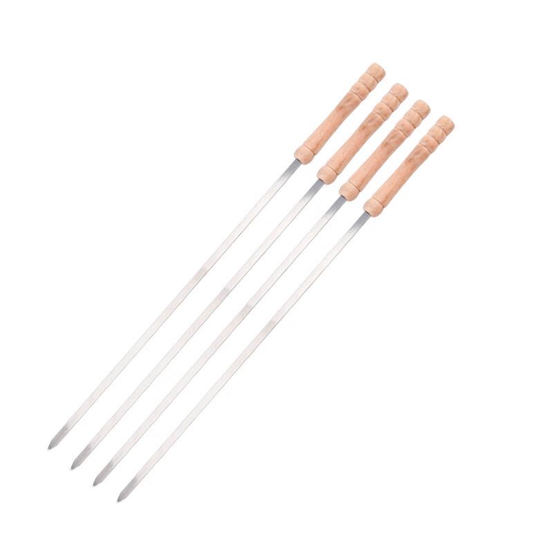 

ZISIZ Stainless Steel BBQ Flat Skewers with Wooden Handle