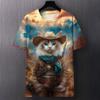 Summer Funny Cat Creative T-Shirts Animal 3D Print Men's O-Neck Short Sleeve T Shirt Plus Size Tees Harajuku Y2k Top Women Clothing