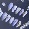 24-piece Almond-shaped Lace-edged Gold-plated Purple Gradient 3D Gel High-end Wearable Fake Nails
