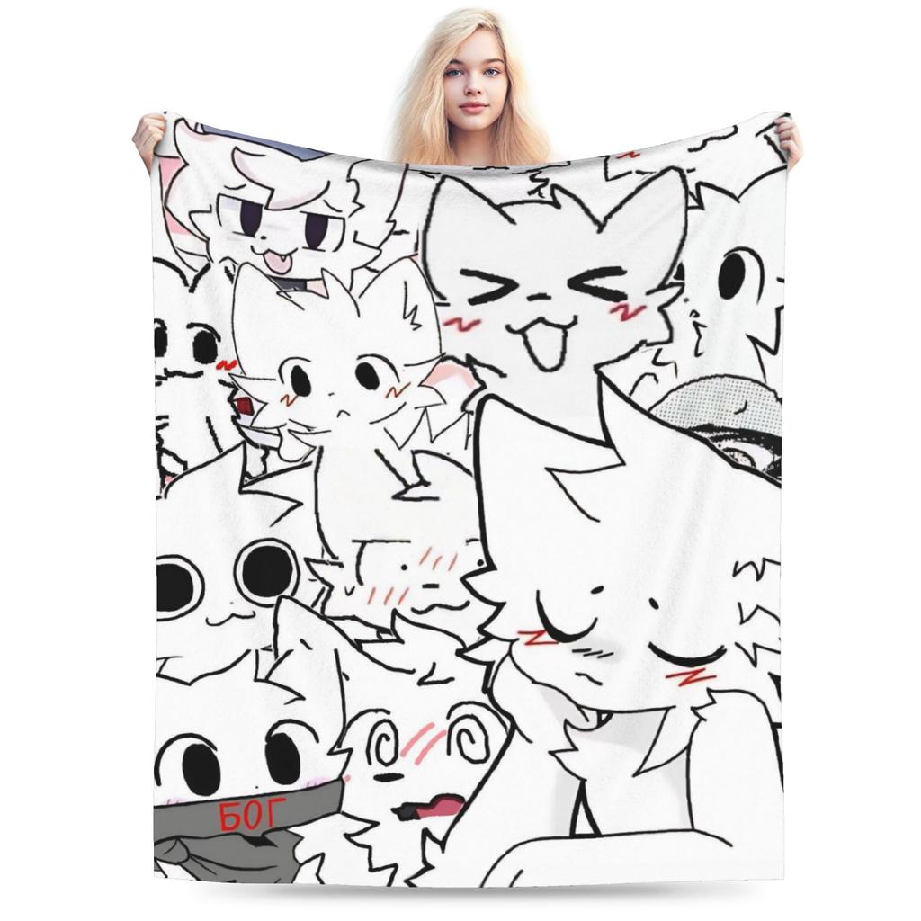Boykisser Silly Cat Blankets Fleece Spring Autumn Cartoon Portable Super Soft Throw Blankets for Bedding Outdoor Quilt