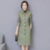 Autumn and Winter Genuine Leather Women's Mid-length Slim Fit and Cotton Thickened Thin Trench Coat
