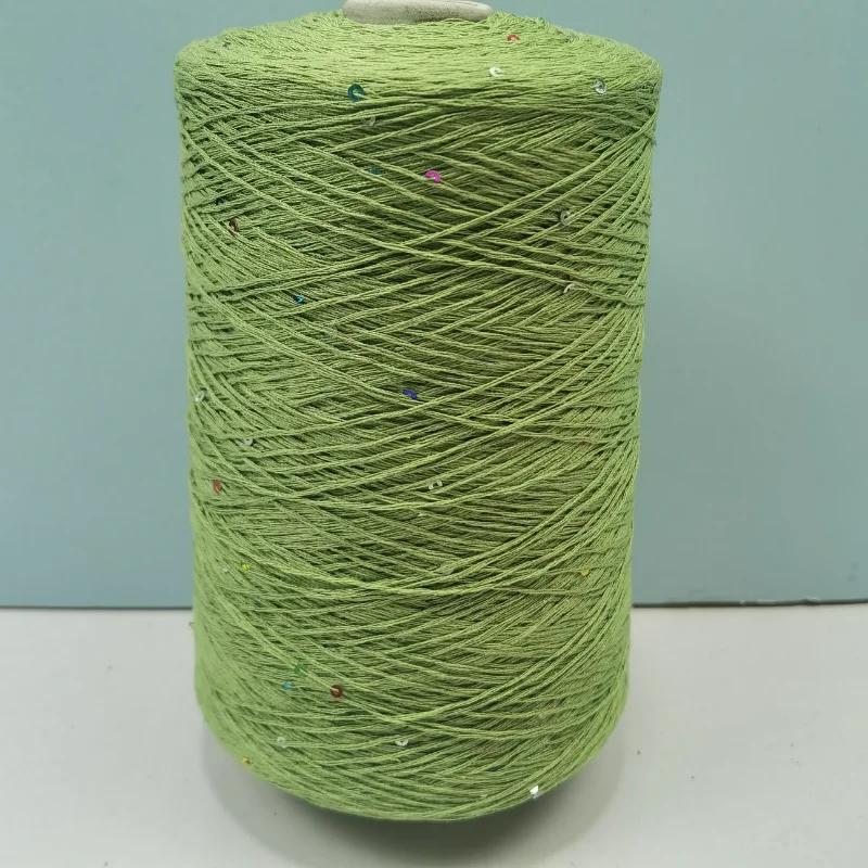 Number 6 Coarse Fine Crochet Thread Sequin Silk Linen Lace Thread with Pearl Beads DIY Scarf Sweater Knitting