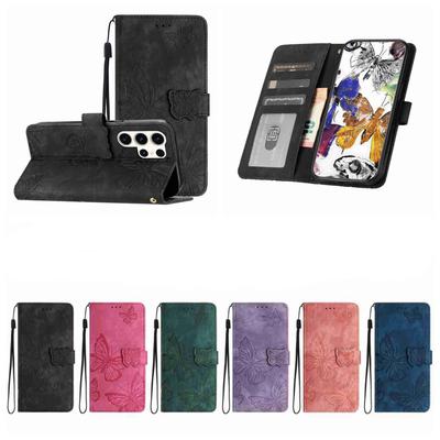 Per Serie Samsung. Galaxy A12 A15 A17 A26 S20 S21 S22 S23 S24 S25... Custodia Portafoglio in Ecopelle con Design a Farfalla, Scomparti per Carte e Protezione Antiurto