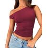 Dámské od ramene Bez rukávů Pevné Sexy Roztomilé tričko Slim Fit Upnuté tričko Crop-Top tílko