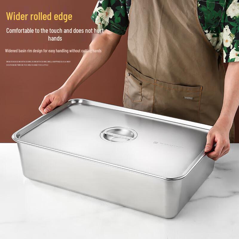 Stainless Steel Deep Food Tray with Lid
