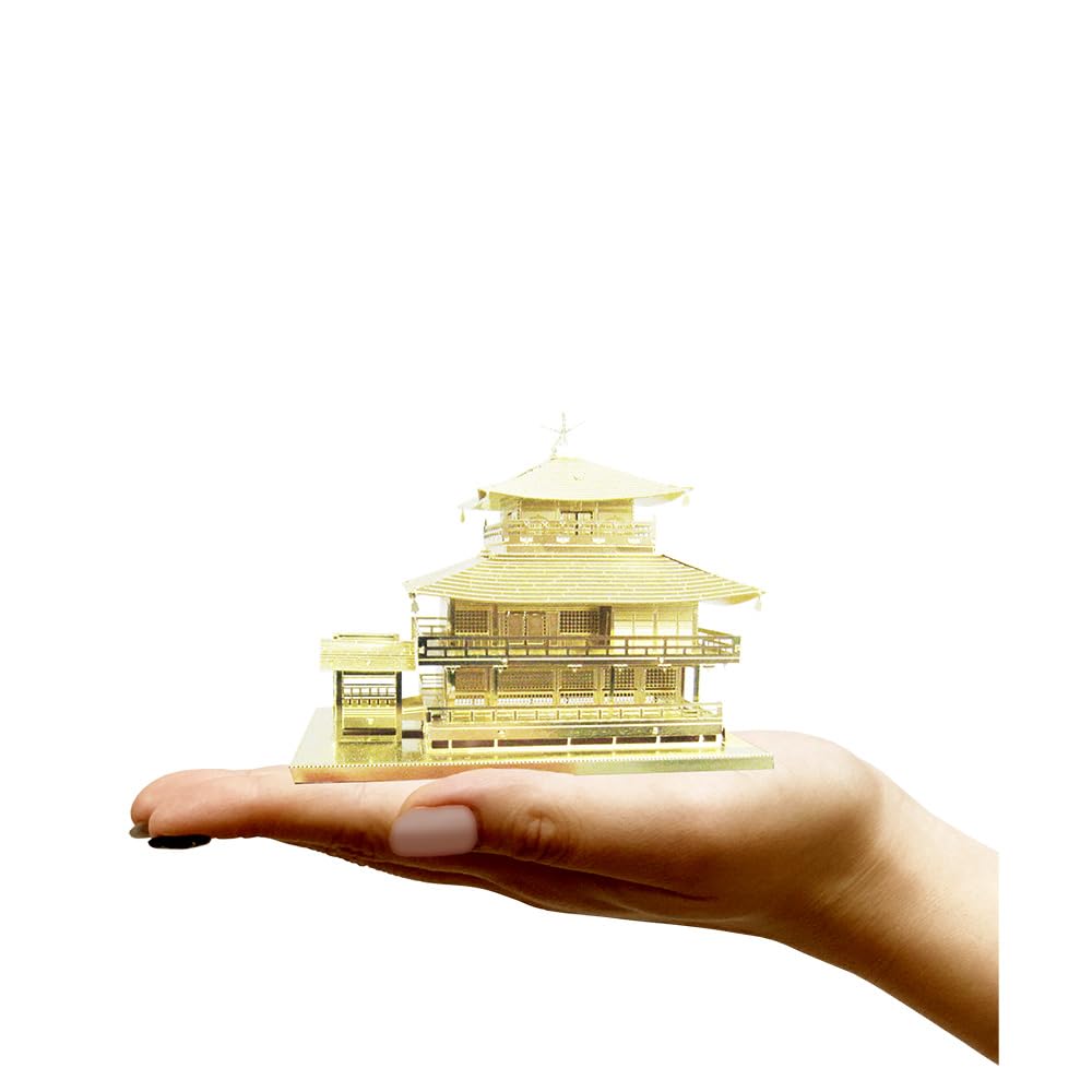 Tenyo Metallic Nano Puzzle, Famous Castles and Historical Buildings Series, World Heritage Site, Kinkakuji Temple (T-MN-006G), Stainless Steel, No