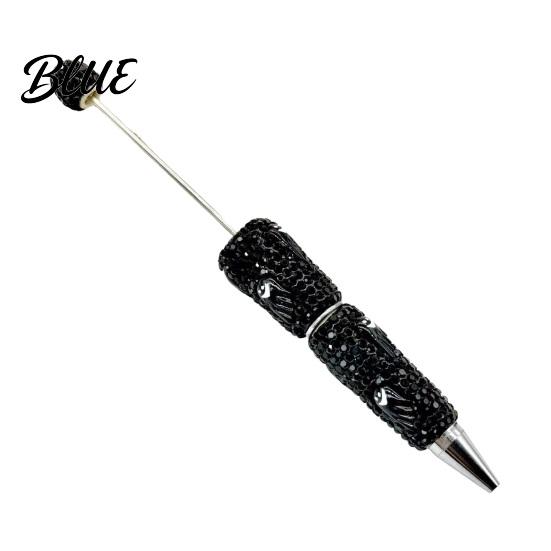 Rhinestone Writing Pen Beadable Pen Glitter Plastic Beaded Halloween Pumpkin Ghost Skull Smooth Gel Ink for DIY Craft Making School Office Supplies