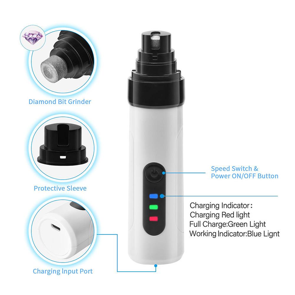 Heusom Tichý Groom Pro Bruska na nehty Heusom Zastřihovač psích nehtů USB Nabíjení Bruska na nehty pro domácí mazlíčky Super Tiché Kleštičky na nehty pro domácí mazlíčky