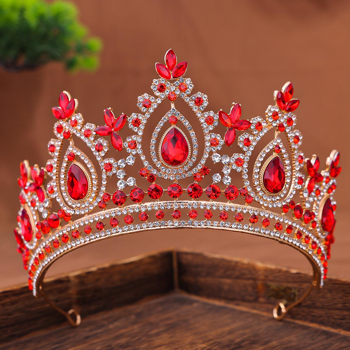 

Luxury AB Color Rhinestone Bridal Tiaras Crowns Baroque Crystal Pageant Diadem Bride Headbands Wedding Hair Jewelry Accessories
