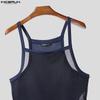 INCERUN Men Strap Sleeveless Mesh Sheer Irregular Skinny Tank Tops Underwear