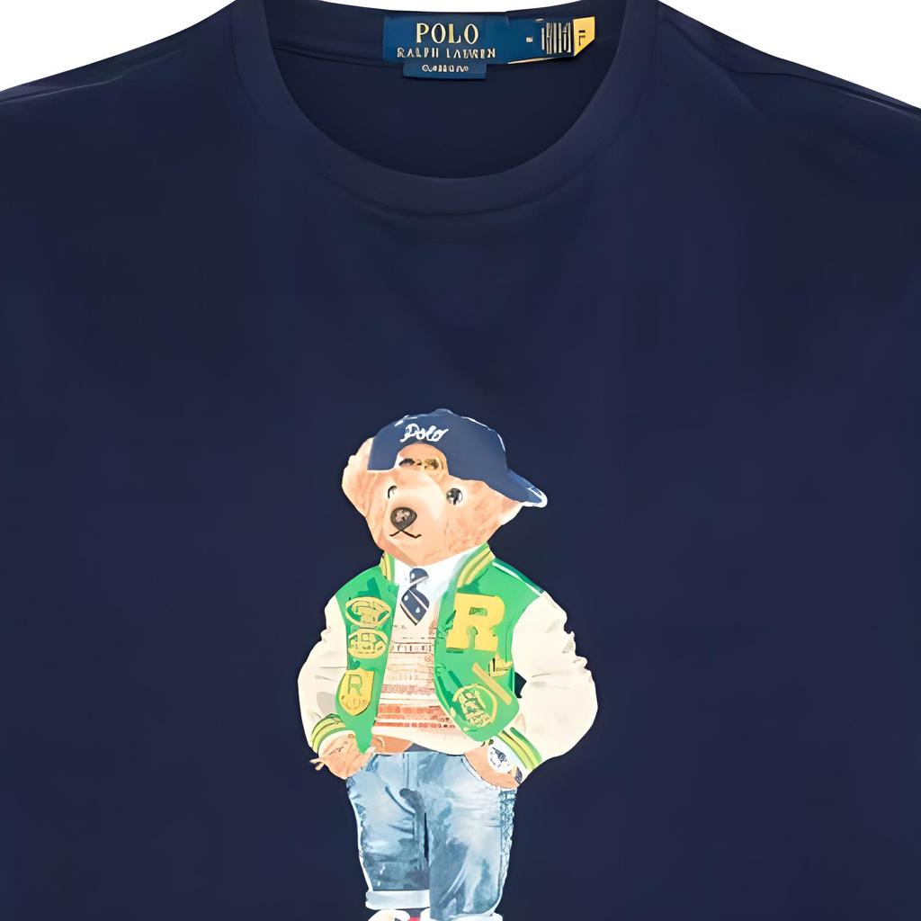 Polo Ralph Lauren Letter Bear Print Crew Neck Short Sleeve T-Shirt Men Tops Blue 710854497-039