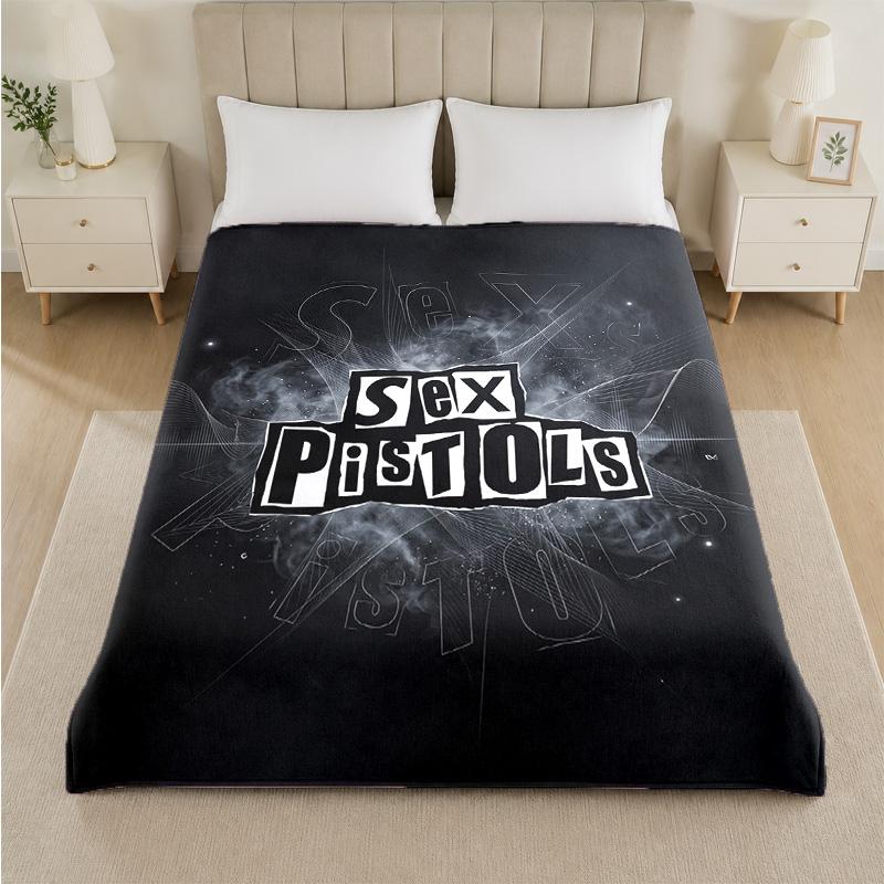 Sex Pistols Print Flannel Blanket Cozy Lightweight Plush Throw Blanket For Bed Sofa Household Use