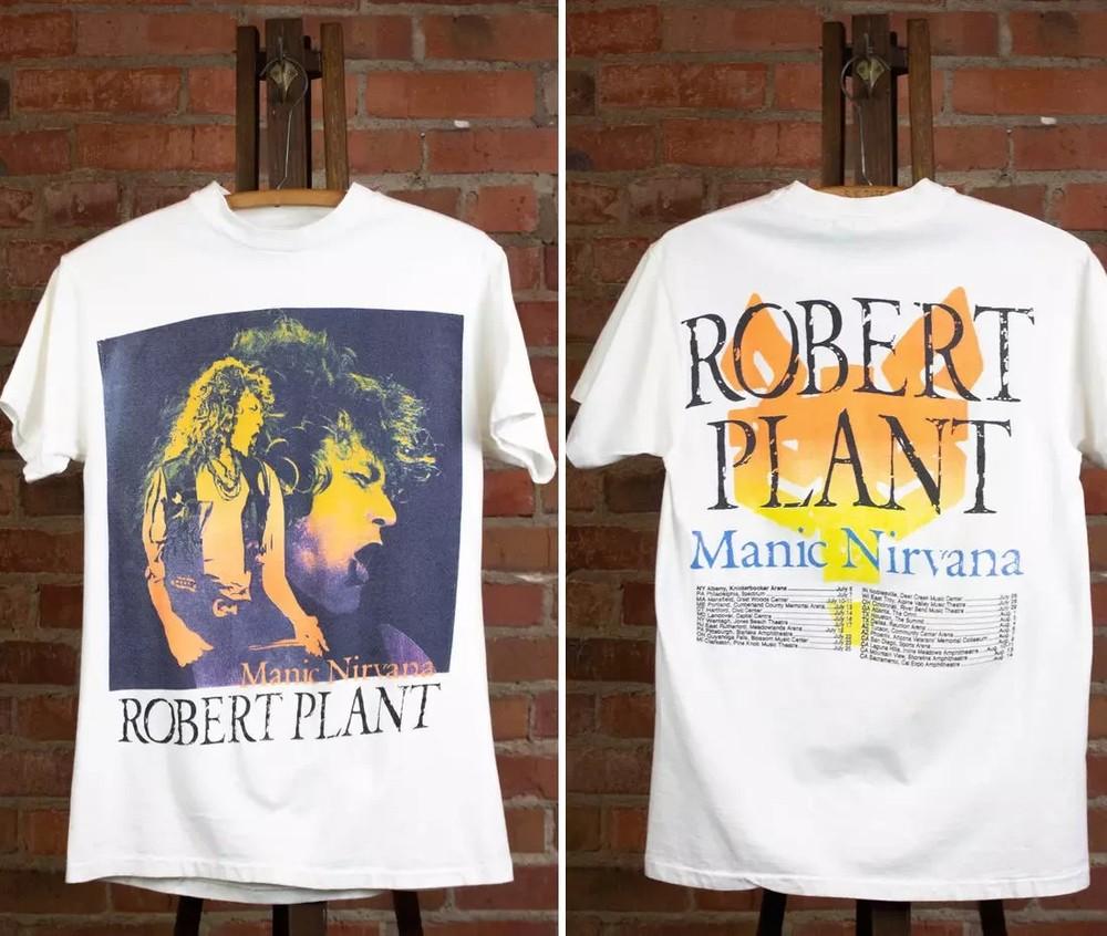 

Vintage Robert Plant 1990 Manic Nirvana Concert White Unisex T-Shirt XXL