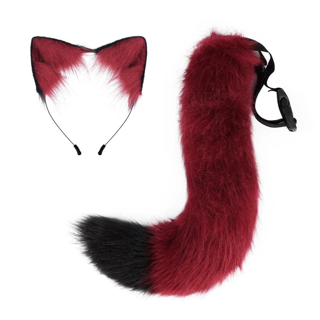 New Halloween Party Adjustable Simulation Fox Tail Plush Fox Ears Hair Band Cosplay Anime Exhibition Dress Up Anime Accessories
