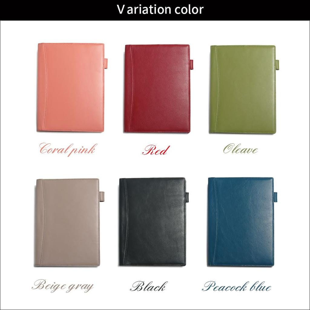 HAKATA NO MORI LEATHER A5 Slim Leather Notebook Cover, Fits 2 Books, Pen Holder, Bookmark, Card Slots, and Pockets (Peacock Blue)