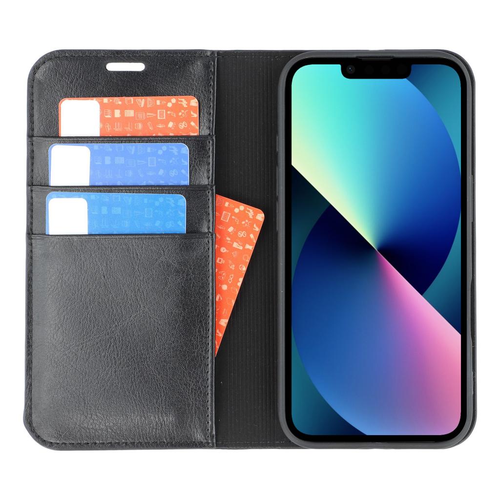 For iPhone 13 Stand Cases Genuine Split Leather Wallet Phone Cover Magnetic Closure