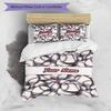3PC Custom Name Baseball Fan Cover Bedding Set Duvet Cover Closure Includes 1 Duvet Cover & 2 Pillowcases for Bedroom