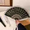 Folding Fan Lace Flower Decor Chinese Style Fan Hand Held Anitque Art Craft Japnese Summer Female Dance Home Party Decoration