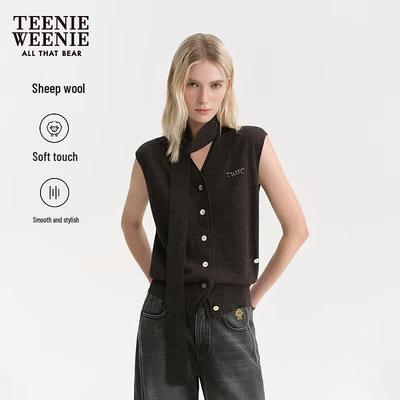 Teenie Weenie Cardigan in Maglia da Donna con Lettere e Orso