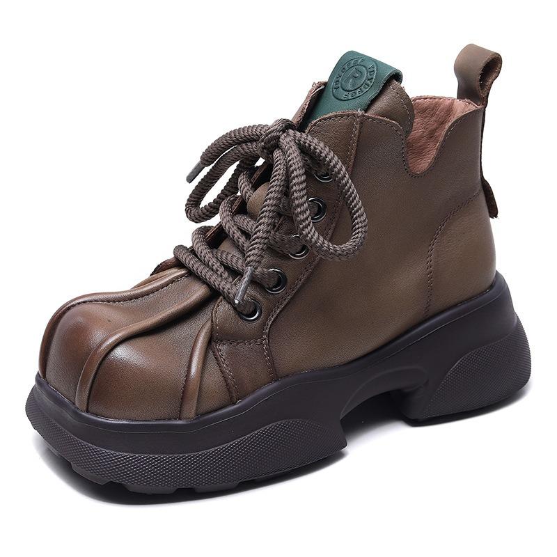 Women Motorcycle Boots Punk Style Square Toe Short Shoes Genuine Leather Lady Ankle Boots Platform Women Footwear Booties