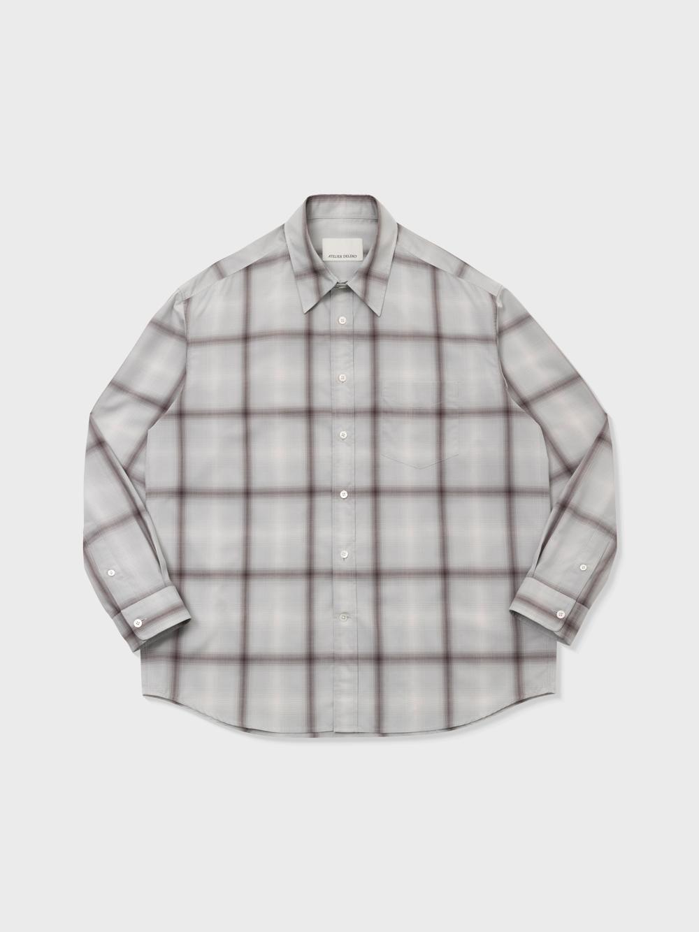 Atelier Deldio Plain Ombre Check Comfort Shirt (Sage Gray) S