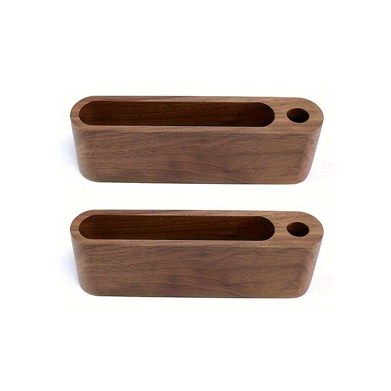 2Pcs Business Card Holder with Pen Holder Classification Solid Wood Business Card Box Pen Organizer Business Card Holder