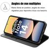 Coque - E.F.CONNECTION - Pour Xiaomi Redmi Note 14 5G - Cuir Synthétique Noir - 2 Verres Trempés - Antichoc