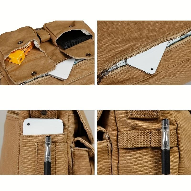 Japanese Retro Casual Canvas Bag, Large Capacity Commute Shoulder Crossbody Bag, College Style Men's and Women's Tote Bags