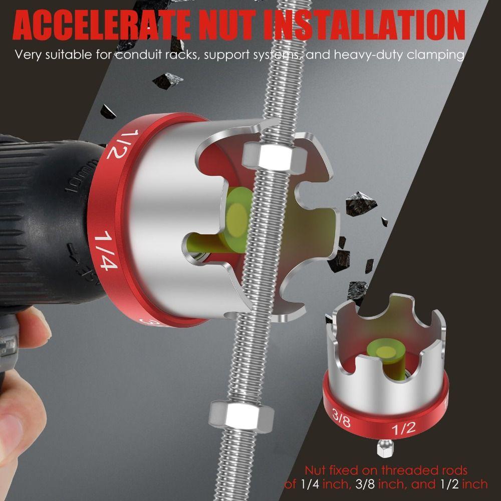 Hex Shank Nut Spinning Drill Attachment Time-Saving Aluminum Alloy Nut Driver Extractor Quick Release Socket Wrench Design