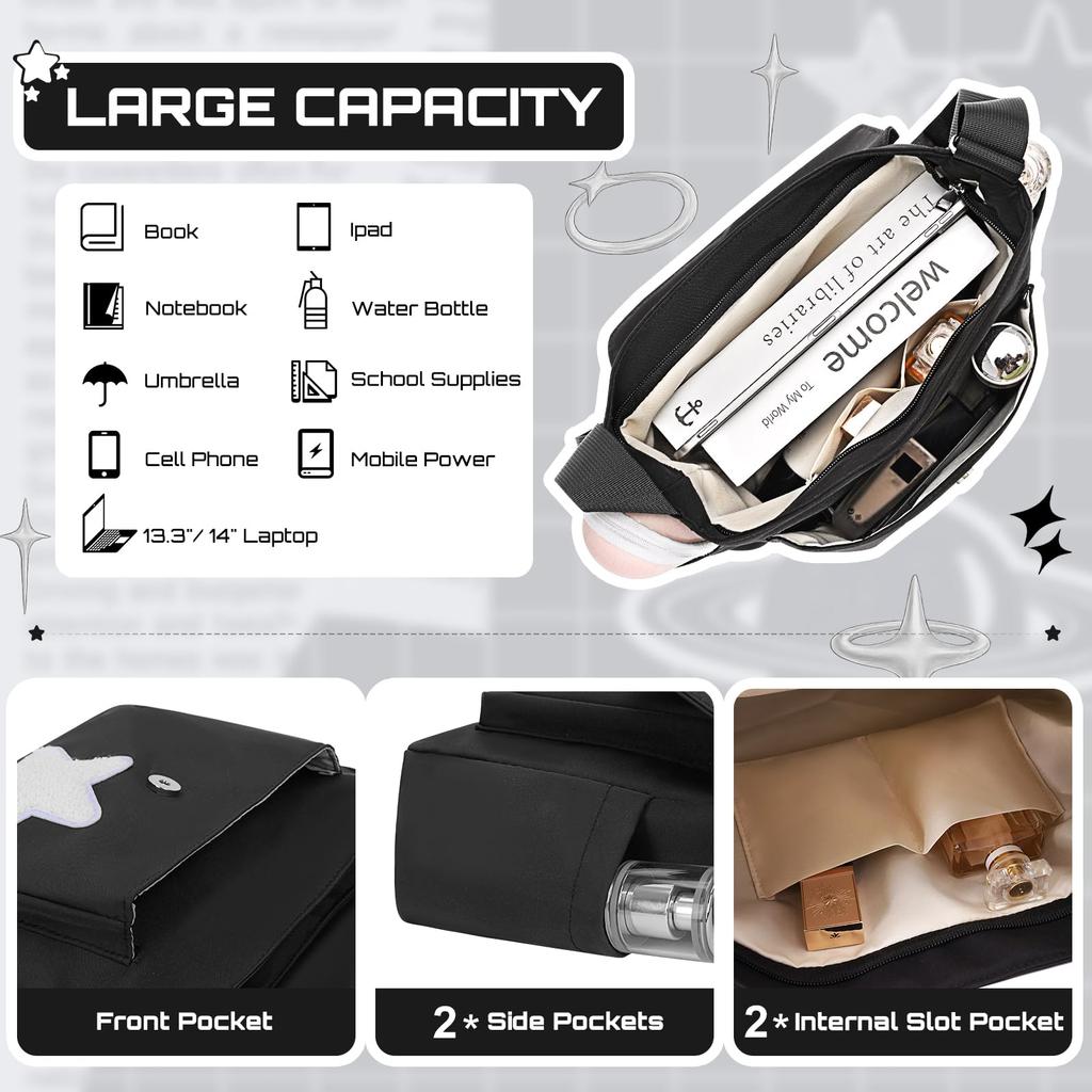 Cute postman Bag, aesthetic crossbody bag,Y2K Star Grunge Bag Emo ladies' single-shoulder handbag A-DH