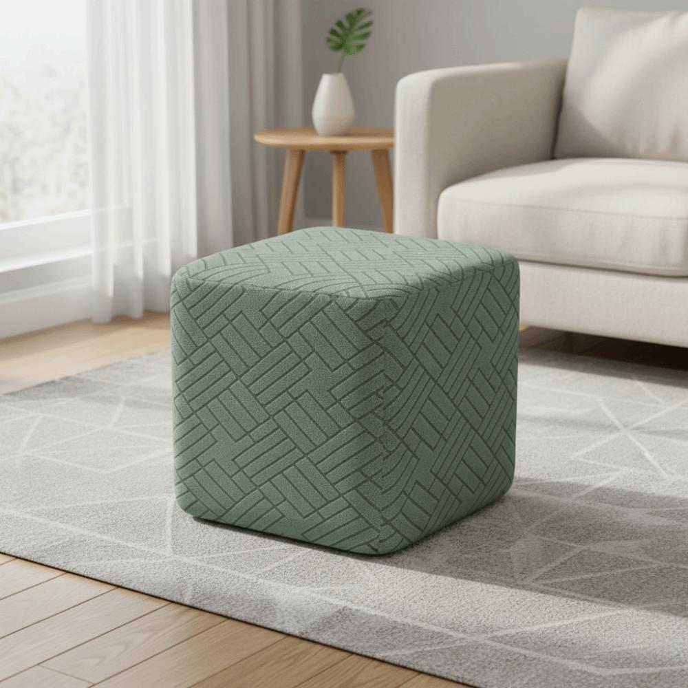 Elastic Ottoman Footstool Cover Jacquard Square Foot Stool Slipcover Stool Cover Living Room