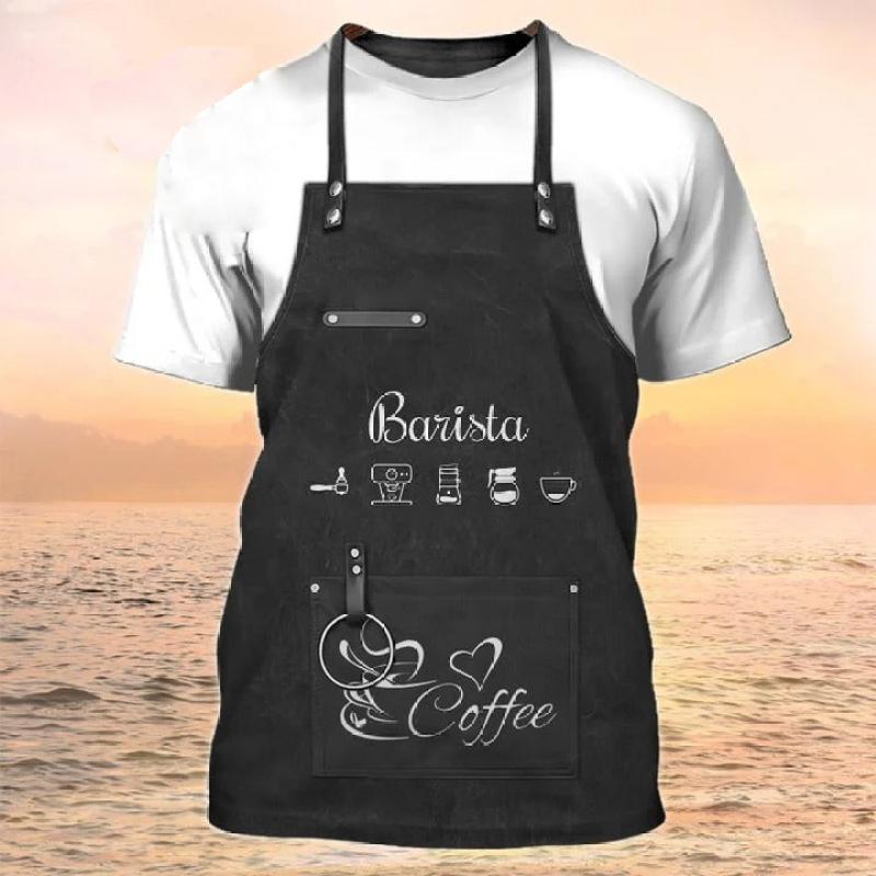 Barista Style Make Coffee 3D Print Summer Men's Round Neck T-shirt Casual Short Sleeve Oversized Pullover Fashion Men Clothing